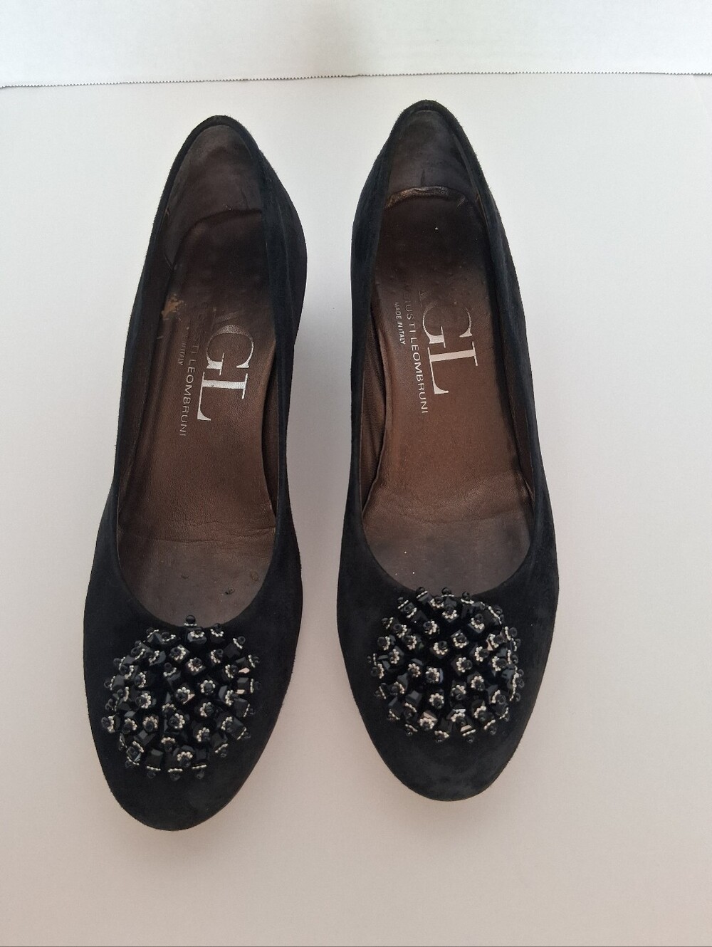 G.I. Loris Lembrobuni Black Embellished Suede Flats